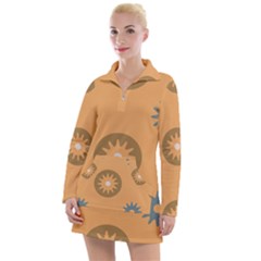 Flowers Screws Rounds Circle Women s Hoodie Dress by HermanTelo