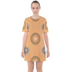 Flowers Screws Rounds Circle Sixties Short Sleeve Mini Dress by HermanTelo