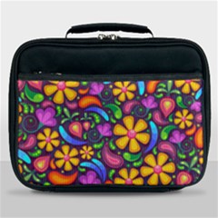 Floral Paisley Background Flower Purple Lunch Bag by HermanTelo