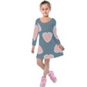 Hearts Love Blue Pink Green Kids  Long Sleeve Velvet Dress View1