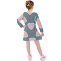 Hearts Love Blue Pink Green Kids  Long Sleeve Velvet Dress View2