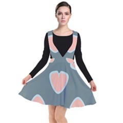 Hearts Love Blue Pink Green Plunge Pinafore Dress by HermanTelo