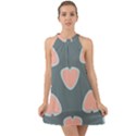 Hearts Love Blue Pink Green Halter Tie Back Chiffon Dress View1