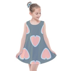 Hearts Love Blue Pink Green Kids  Summer Dress by HermanTelo