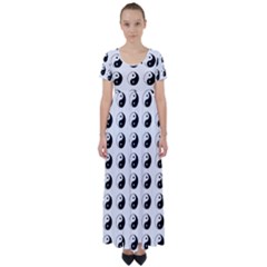 Yin Yang Pattern High Waist Short Sleeve Maxi Dress by Valentinaart