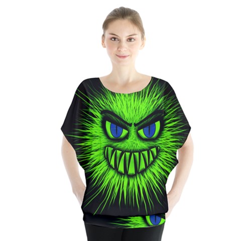 Monster Green Evil Common Batwing Chiffon Blouse by HermanTelo