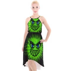 Monster Green Evil Common High-low Halter Chiffon Dress  by HermanTelo