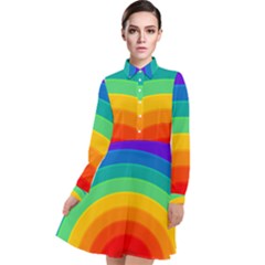 Rainbow Background Colorful Long Sleeve Chiffon Shirt Dress by HermanTelo