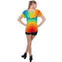 Rainbow Background Colorful Ruffle Collar Chiffon Blouse View2