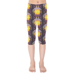 Pattern Background Yellow Bright Kids  Capri Leggings  by HermanTelo