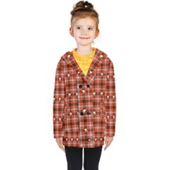 Plaid Pattern Red Squares Skull Kids  Double Breasted Button Coat by HermanTelo