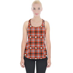 Plaid Pattern Red Squares Skull Piece Up Tank Top by HermanTelo