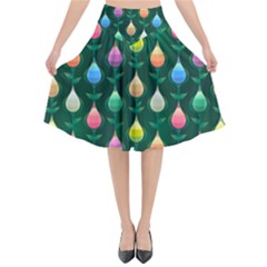 Tulips Seamless Pattern Background Flared Midi Skirt by HermanTelo