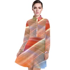 Wave Background Pattern Abstract Long Sleeve Chiffon Shirt Dress by HermanTelo