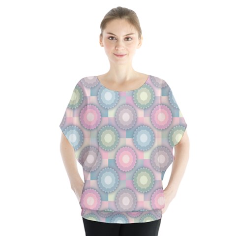 Seamless Pattern Pastels Background Batwing Chiffon Blouse by HermanTelo