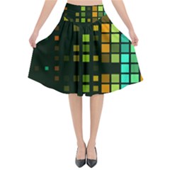 Abstract Plaid Flared Midi Skirt by HermanTelo