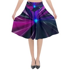 Abstract Background Lightning Flared Midi Skirt by HermanTelo