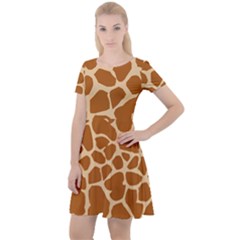 Giraffe Skin Pattern Cap Sleeve Velour Dress  by HermanTelo