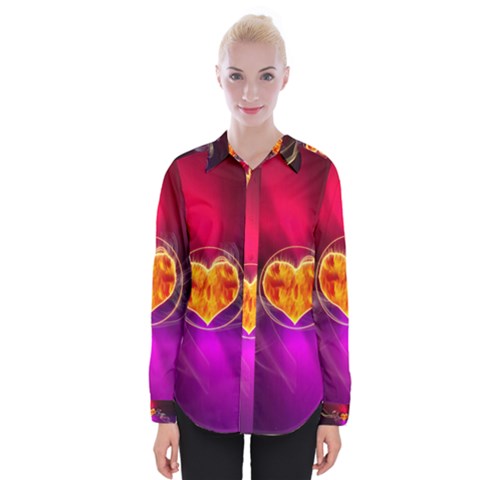 Flame Heart Smoke Love Fire Womens Long Sleeve Shirt by HermanTelo