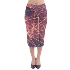 Light Fiber Black Fractal Art Midi Pencil Skirt by HermanTelo