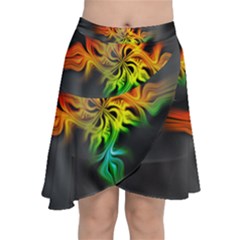 Smoke Rainbow Abstract Fractal Chiffon Wrap Front Skirt by HermanTelo