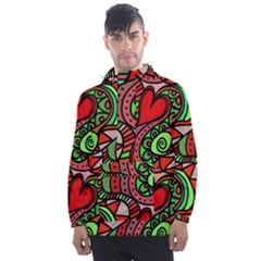 Seamless Heart Love Valentine Men s Front Pocket Pullover Windbreaker by HermanTelo