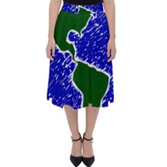 Globe Drawing Earth Ocean Classic Midi Skirt by HermanTelo