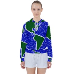 Globe Drawing Earth Ocean Women s Tie Up Sweat by HermanTelo