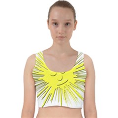 Smilie Sun Emoticon Yellow Cheeky Velvet Racer Back Crop Top by HermanTelo