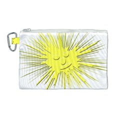 Smilie Sun Emoticon Yellow Cheeky Canvas Cosmetic Bag (large) by HermanTelo