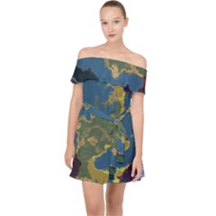 Map Geography World Off Shoulder Chiffon Dress by HermanTelo