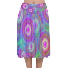 Circle Colorful Pattern Background Velvet Flared Midi Skirt by HermanTelo