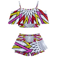 Sun Abstract Mandala Kids  Off Shoulder Skirt Bikini by HermanTelo