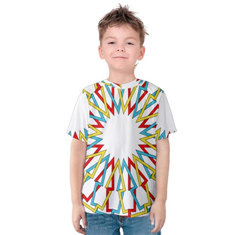 Wheel Complex Symbol Mandala Kids  Cotton Tee by HermanTelo