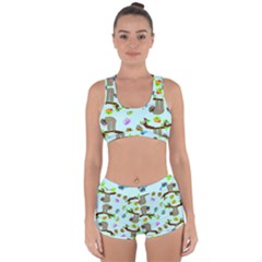 Sloth Aqua Blue Cute Cartoon Tile Green Racerback Boyleg Bikini Set by HermanTelo