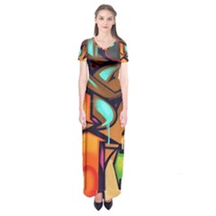 Graffiti Mural Street Art Wall Art Short Sleeve Maxi Dress by Pakrebo