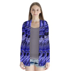 Peacock Feathers Color Plumage Drape Collar Cardigan by Pakrebo