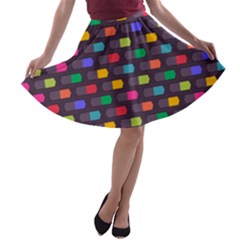 Background Colorful Geometric A-line Skater Skirt by HermanTelo