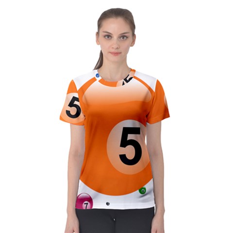 Billiard Ball Ball Game Pink Orange Women s Sport Mesh Tee by HermanTelo