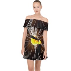 Abstract Exploding Design Off Shoulder Chiffon Dress by HermanTelo