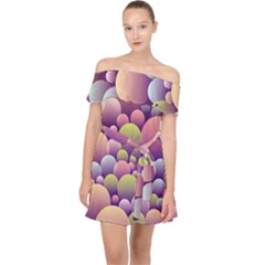 Abstract Background Circle Bubbles Off Shoulder Chiffon Dress by HermanTelo