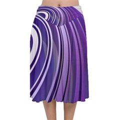 Circle Concentric Render Metal Velvet Flared Midi Skirt by HermanTelo