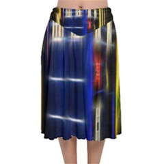 Famous Blue Police Box Velvet Flared Midi Skirt by HermanTelo