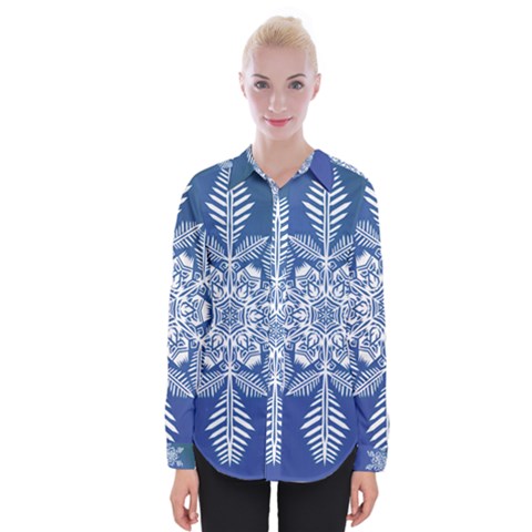 Flake Crystal Snow Winter Ice Womens Long Sleeve Shirt by HermanTelo