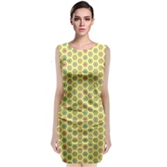 Hexagonal Pattern Unidirectional Yellow Classic Sleeveless Midi Dress by HermanTelo