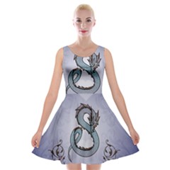 Wonderful Decorative Chinese Dragon Velvet Skater Dress by FantasyWorld7