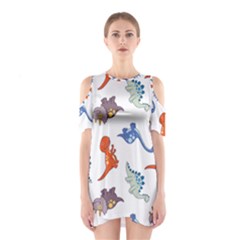 Pattern Dinosaurs Shoulder Cutout One Piece Dress by HermanTelo