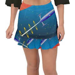 Rocket Spaceship Space Galaxy Fishtail Mini Chiffon Skirt by HermanTelo