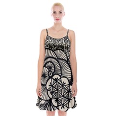 Background Abstract Beige Black Spaghetti Strap Velvet Dress by Pakrebo