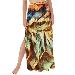 Painting Expressive Colors Texture Maxi Chiffon Tie-up Sarong by Pakrebo